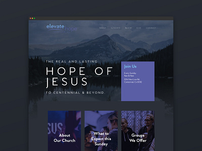 Church Website Mockup branding centennial church colorado design homepage jesus logo mountains plant sunday ui website worship