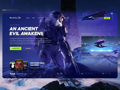 HALO INFINITE CONCEPT chief concept console design game halo master microsite microsoft promo series ui ux website xbox xboxone