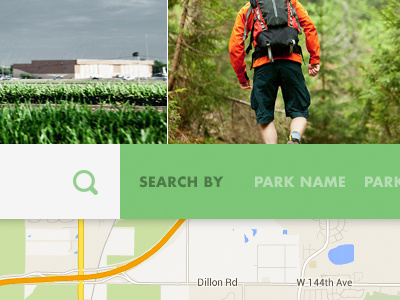 Parks App app design esri flat maps search simple ui user interface
