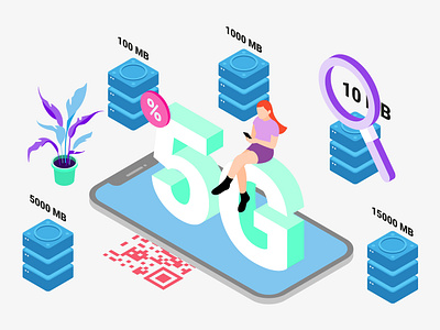 Mobile App Buying Data Features Isometric