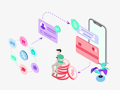 Mobile App Loans Features Isometric Illutrations