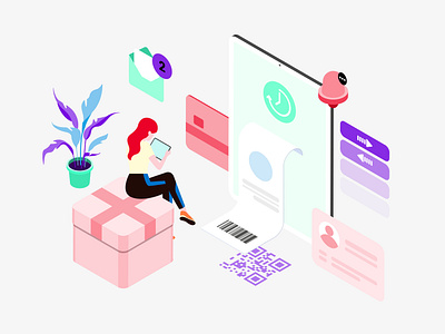 Mobile App Notification Feature Isometric