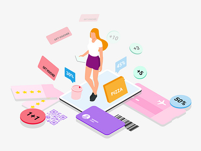 Mobile App Promotion Feature Isometric