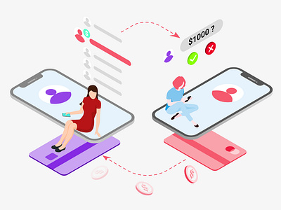 Mobile App Request For Transfer Features Isometric