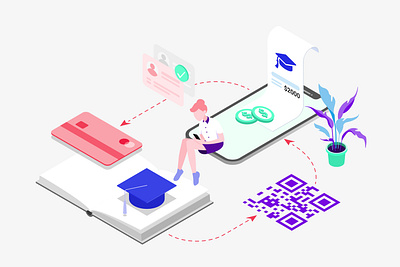 Mobile App School Fee Payment Features Isometric appdesigner customillustrations developer illustration isometric mobile app payment redesign school fee ui ux webdevelop webdevelopers webdeveloping webdevelopment