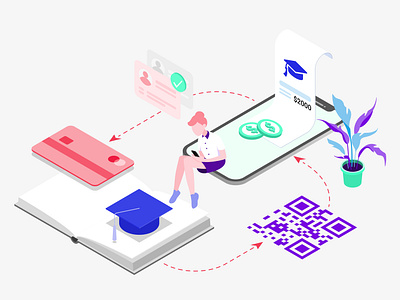 Mobile App School Fee Payment Features Isometric appdesigner customillustrations developer illustration isometric mobile app payment redesign school fee ui ux webdevelop webdevelopers webdeveloping webdevelopment