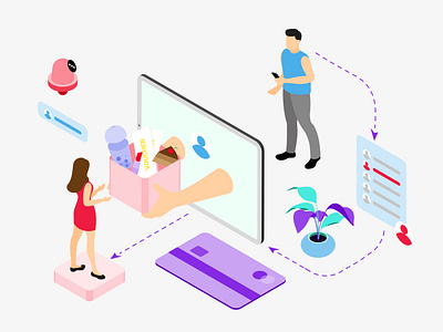 Mobile App Send Gift Features Isometric