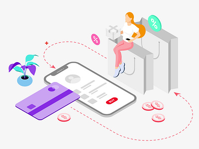 Mobile App Shopping Features Isometric