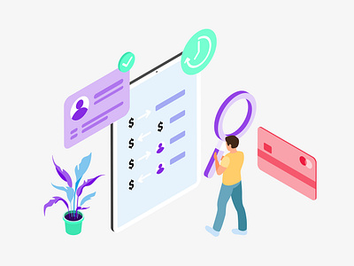 Mobile App Transaction History Features Isometric