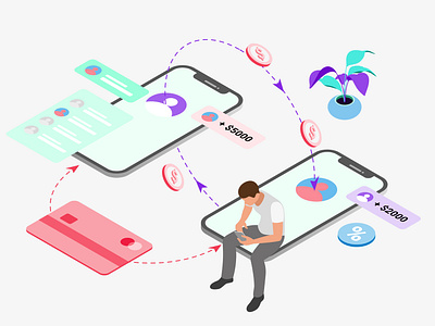 Mobile App Transfer Features Isometric