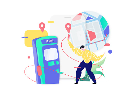 Mobile App ATM Location Feature Illustration appdesigner atm customillustrations developer illustration isometric location mobile app redesign ui ux webdevelop webdevelopers webdeveloping webdevelopment withdraw