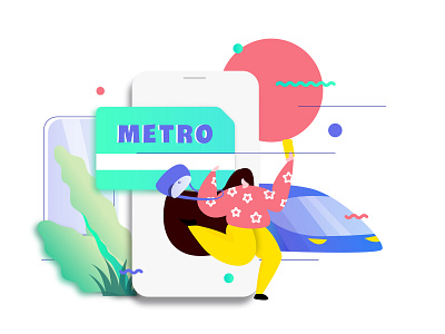 Mobile App Metro Card Feature Illustration