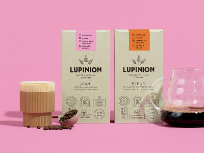 Lupinion Coffee Packaging branding design illustration logo packaging packaging design typography