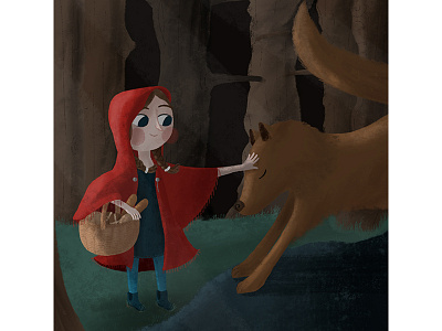 Red Riding Hood character design children book illustration childrens book childrens illustration design digital painting forest forest animals illustration little red riding hood red riding hood scenery