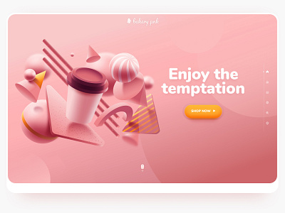 Landing backery pnk shop 3d concept creative design illustration logo minimal typography ui ux vector