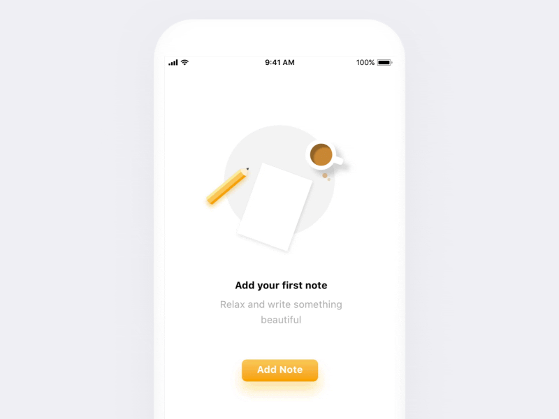 Empty State 📝 animated animation app empty state framer gif mobile notes timelapse