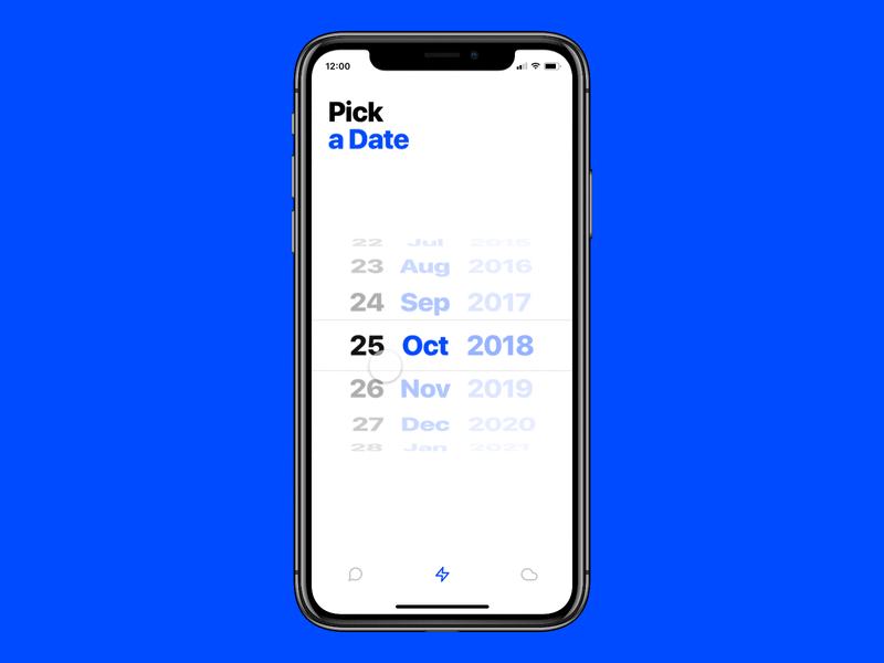 Page Tool: Momentum animation app blue date framer gif ios mobile page picker ui