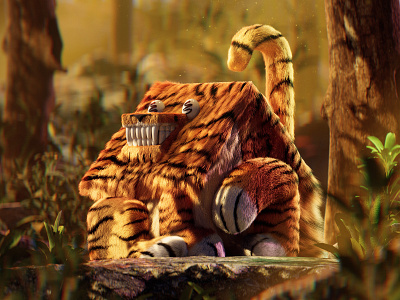 My Tiger Cabin 3d 3dart 3dartist 3dartists 3dcharacter 3dillustration 3dillustrations c4d c4dart character design grooming illustration