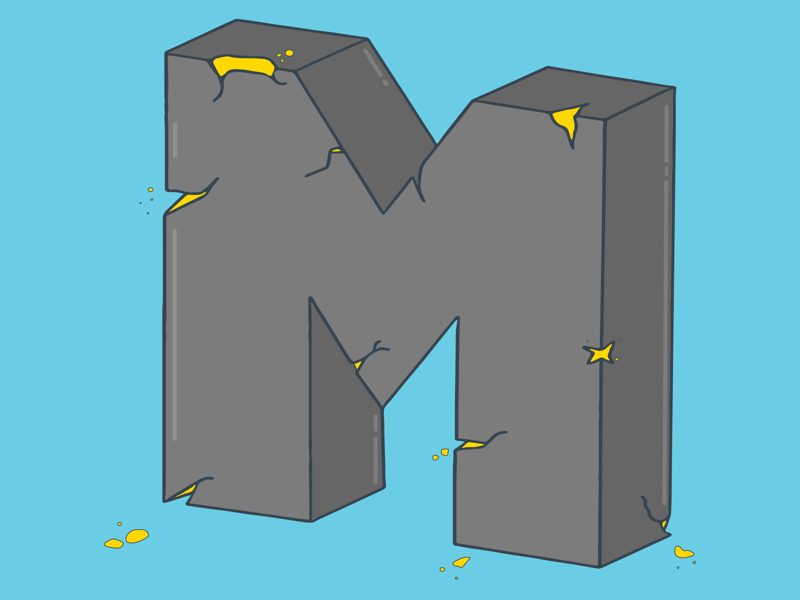 Cracked M illustration hand lettering procreate adobe illustrator