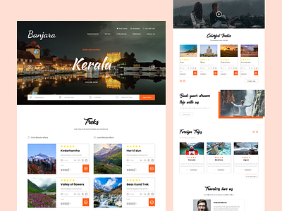 Banjara(Nomad) Travel Website UI Design adobe xd design graphic design interaction design typography ui ui design ux