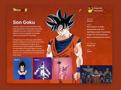 Dragan Ball Z Character Sheet Design adobe xd design figma interaction design ui design