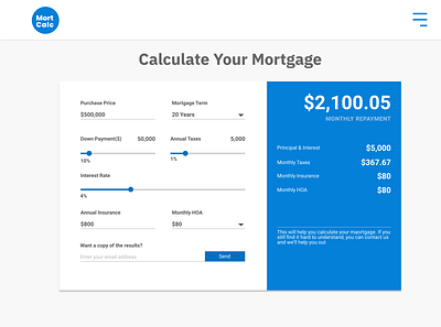 Mortgage Calculator daily design landingpage project web