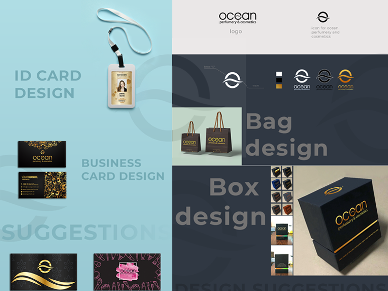 Brand Promotion Material Designing for Ocean Perfumery printing design material promotion photoshop illustration color branding socialmedia