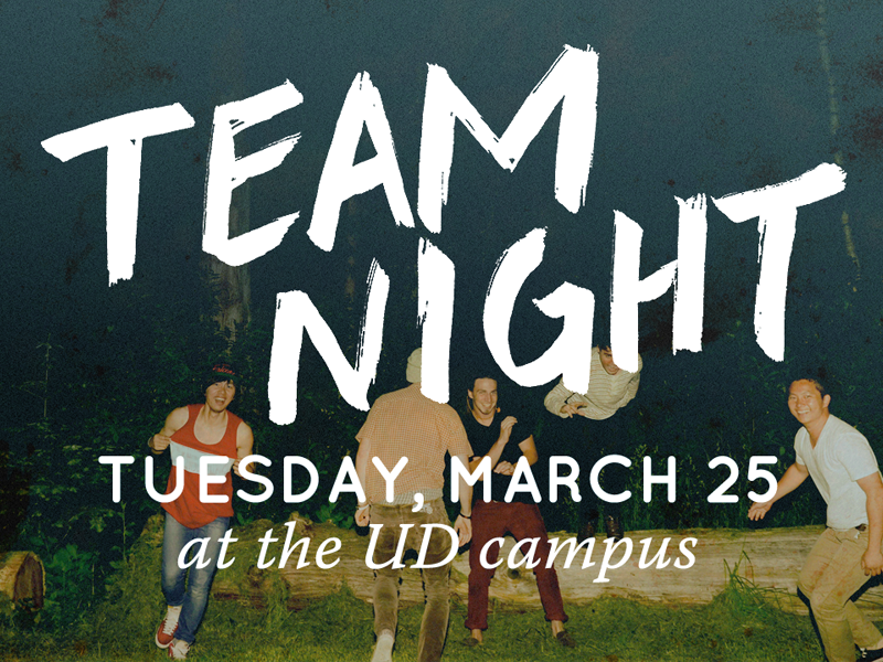 Team Night Ad handwritten lettering typography design