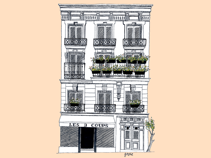 Les 3 Coups architecture building france illustration sketch drawing design ink inktober
