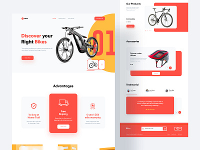 Product Landing Page - By cycle best design bicycle bike ride bikers bikes button colorful design cycle header helmet homepage products typhography uidesign userinterfacedesign uxdesign webdesign website website design