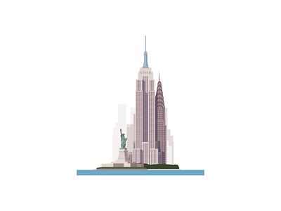 NY architect icon landmarks landscape new york vector