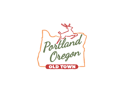 White Stag Sign Portland brush icon illustration oregon pdx portland usa vector