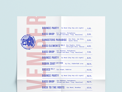 Party Menu blue calendar flyer light list menu mono poster simple typography