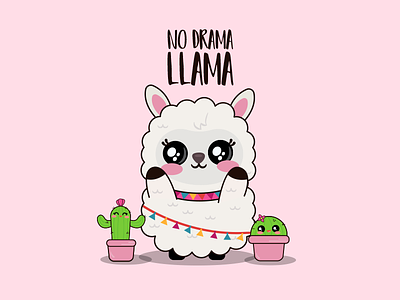 No drama! :) animal animal illustration art cacuts cartoon character characterdesign cute design illustration kawaii llama llamas no drama no drama llama