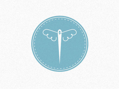 Flying Stitches Logo branding embroidery identity needle thread wings