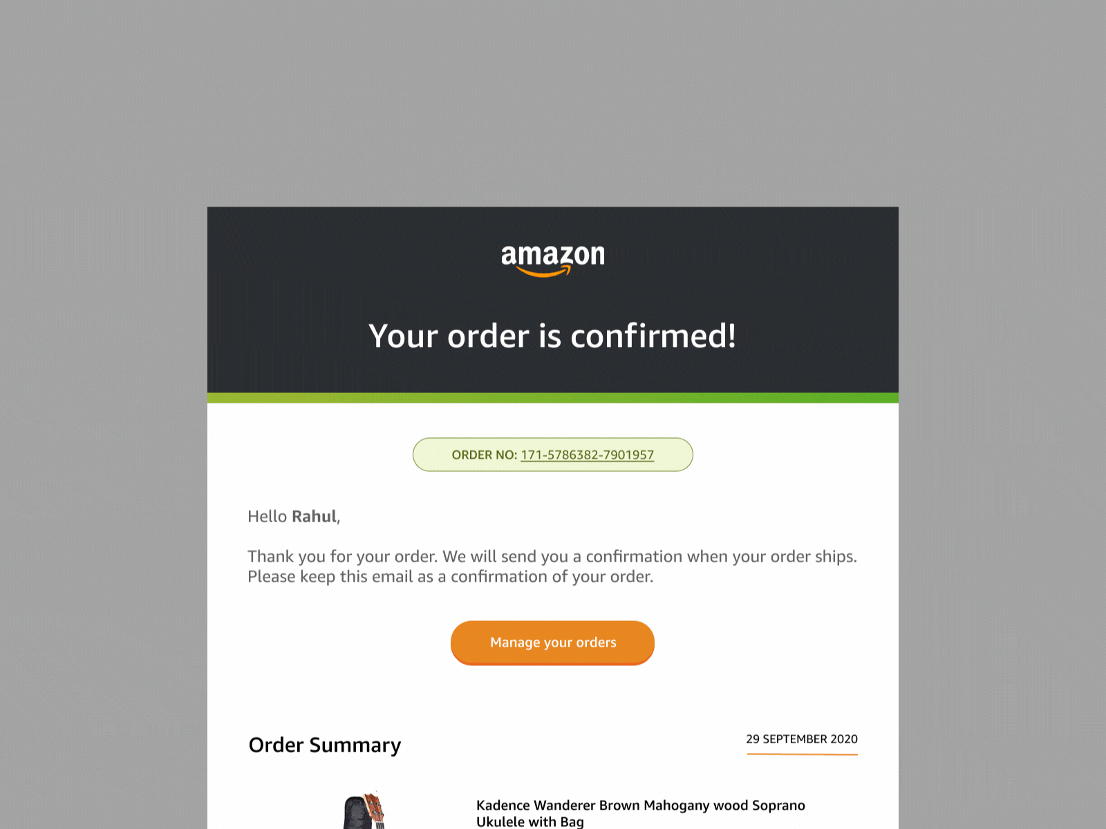 Daily UI 017 - Email Receipt amazon daily 100 challenge daily ui dailyui dailyuichallenge design email email design email receipt email template ui ux