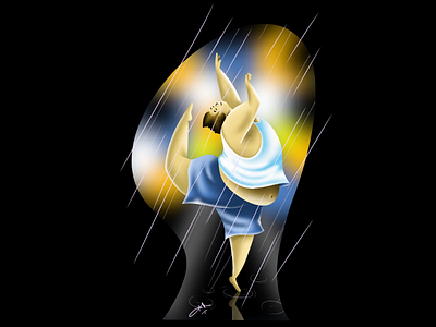 Rain dance || Digital art android dancing digital art drawing graphic designer happy illustration infinite painter ipad photoshop procreate raining ui ux