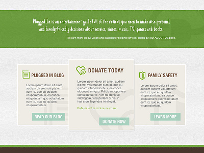 Plugged In Website Concept concept donate movie review web design