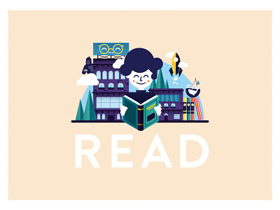 Reading is Neat books illustration read