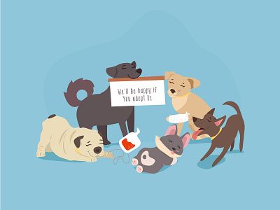 Adoption design dog dribbble flat illustration social media design vector