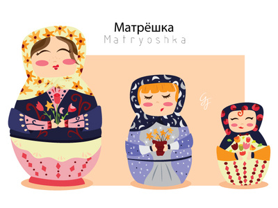 Matryoshka dolls character character design design doll flat icon illustration social media design vector