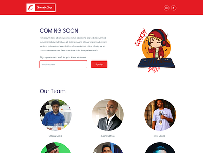 ComedyDrop.com branding design flat design landing page responsive signup page signupform ui vector web website