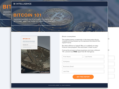 Bitcoin 101 Lead Gen Landing Page bitcoin design ebook flat flat icon landing page lead gen page report sign up web design