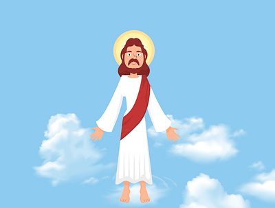 Hand drawn flat design jesus drawing glory