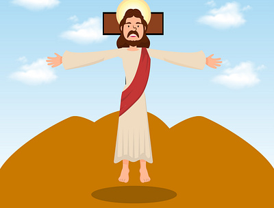 Hand drawn flat design jesus drawing glory