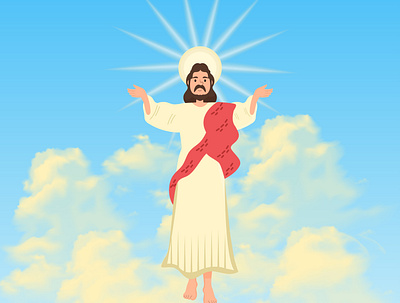 Hand drawn flat design jesus drawing glory