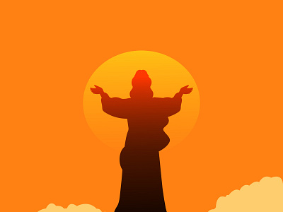 Hand drawn flat design jesus drawing glory