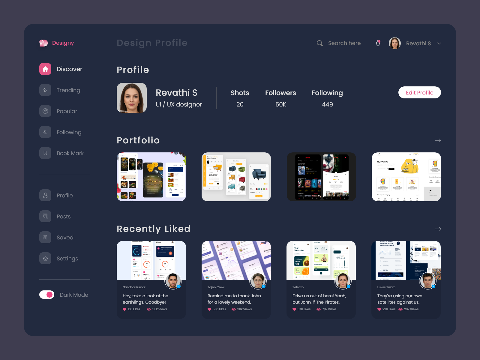 User Profile | 006 by Revathi S on Dribbble