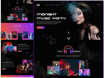 DJ music website branding design chennai creative dark layout design designer dj dj website gradient landing website logo music ui ux