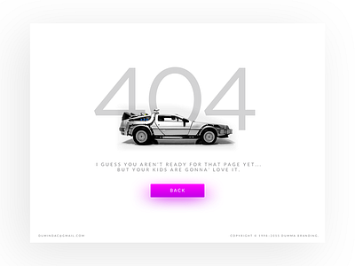 Daily UI :: 007 Day 007 404 - Back to the Future 404 backtothefuture bttf car clean daily100 dailyui day007 delorean error errorpage interface